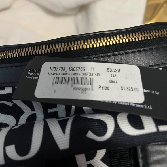 Versace Monogrammed Allover Backpack with Gold Hardware and Black Leather (NWT) - Picture 3 of 16